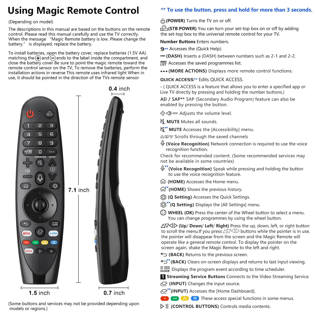 Universal Backlit Remote for LG Smart TV Remote Control Replacement