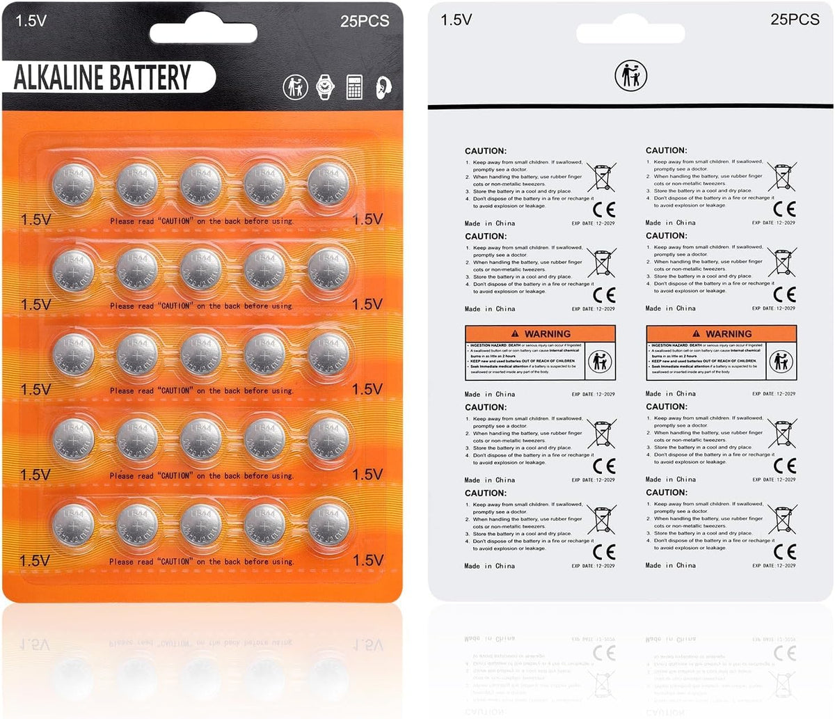 25 PCS LR44 AG13 357 303 SR44 A76 Battery 1.5V Button Coin Cell Batteries for Small Electronics