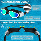 Winline Adult Swimming Goggles,Open Water Goggles Swimming Anti Fog UV Protection No Leakage Clear Vision Easy to Adjust for Adults Men Women Teenagers