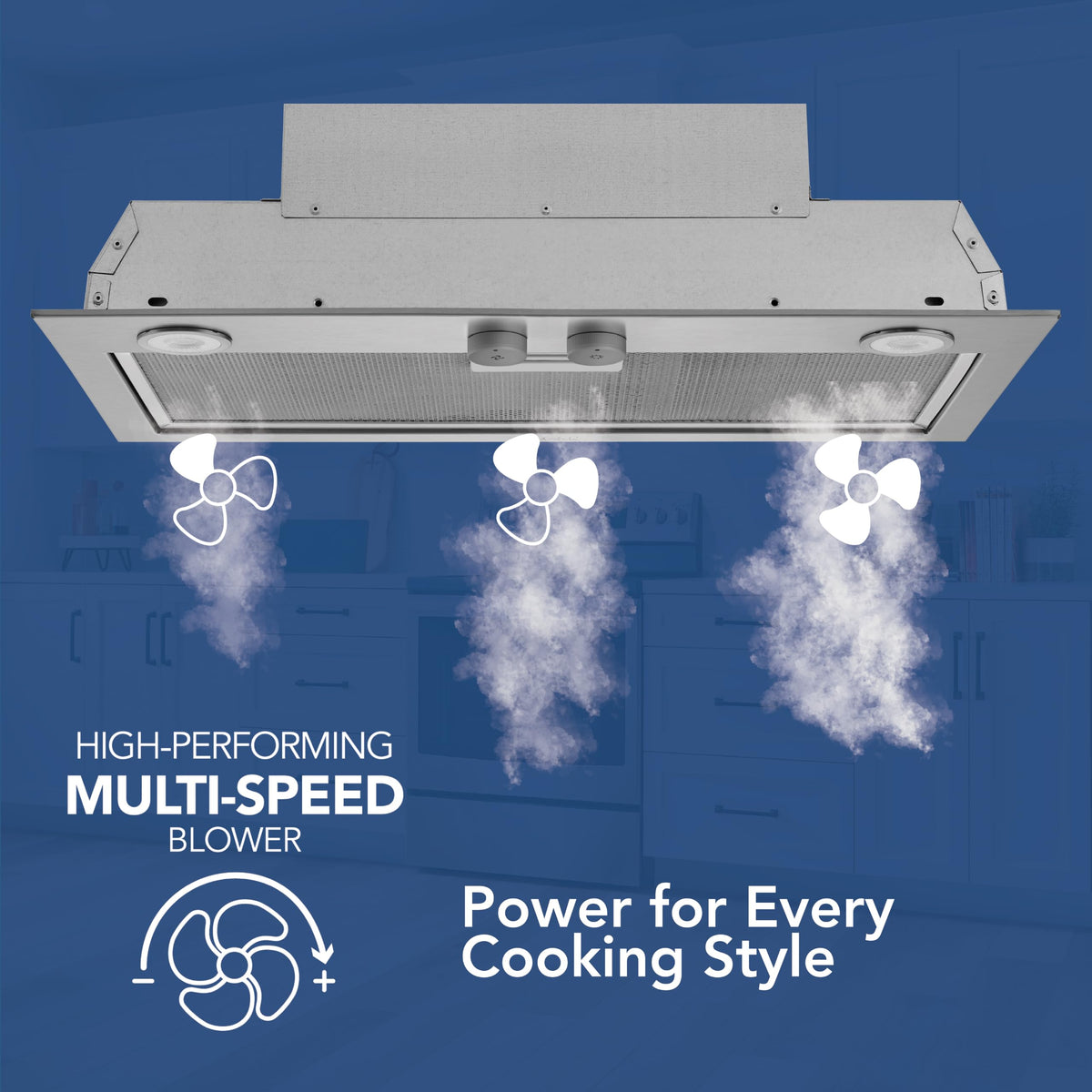 Broan-NuTone PM300SS Custom Power Pack Range Hood Insert with 2-Speed Exhaust Fan and Light, 300 Max Blower CFM, Stainless Steel, 21-Inch Built
