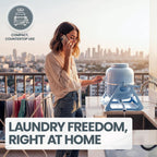 WonderWash Portable Washing Machine for Apartment & Tiny Spaces - Manual Hand Clothes Washer with Retro Design - Clean Laundry Anywhere with Our Countertop, Non-Electric, Small Washer - Blue