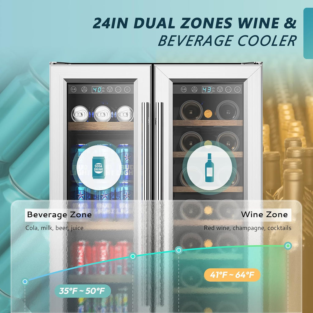 EUHOMY 24 Can Mini Fridge, 18L Beverage Refrigerator with Quiet Compressor