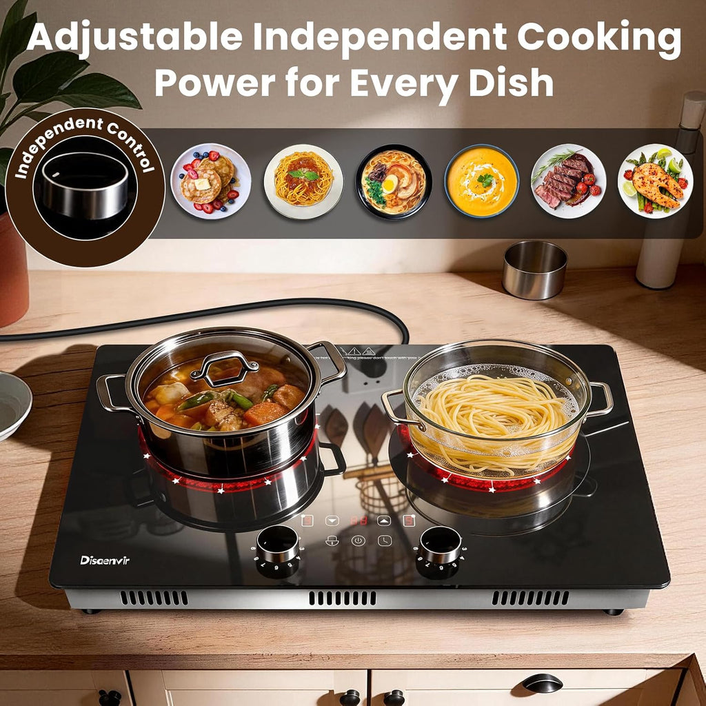 2 Burner Electric Cooktop 110V, 2000W Shard Power
