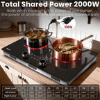 2 Burner Electric Cooktop 110V, 2000W Shard Power
