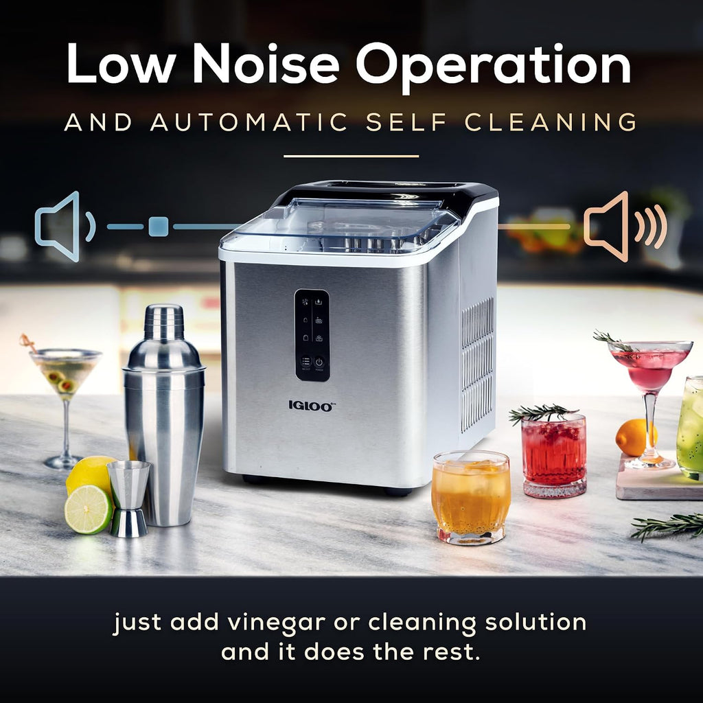 Igloo Ice Maker Countertop, Portable Ice Maker with Handle, 26lbs, Black