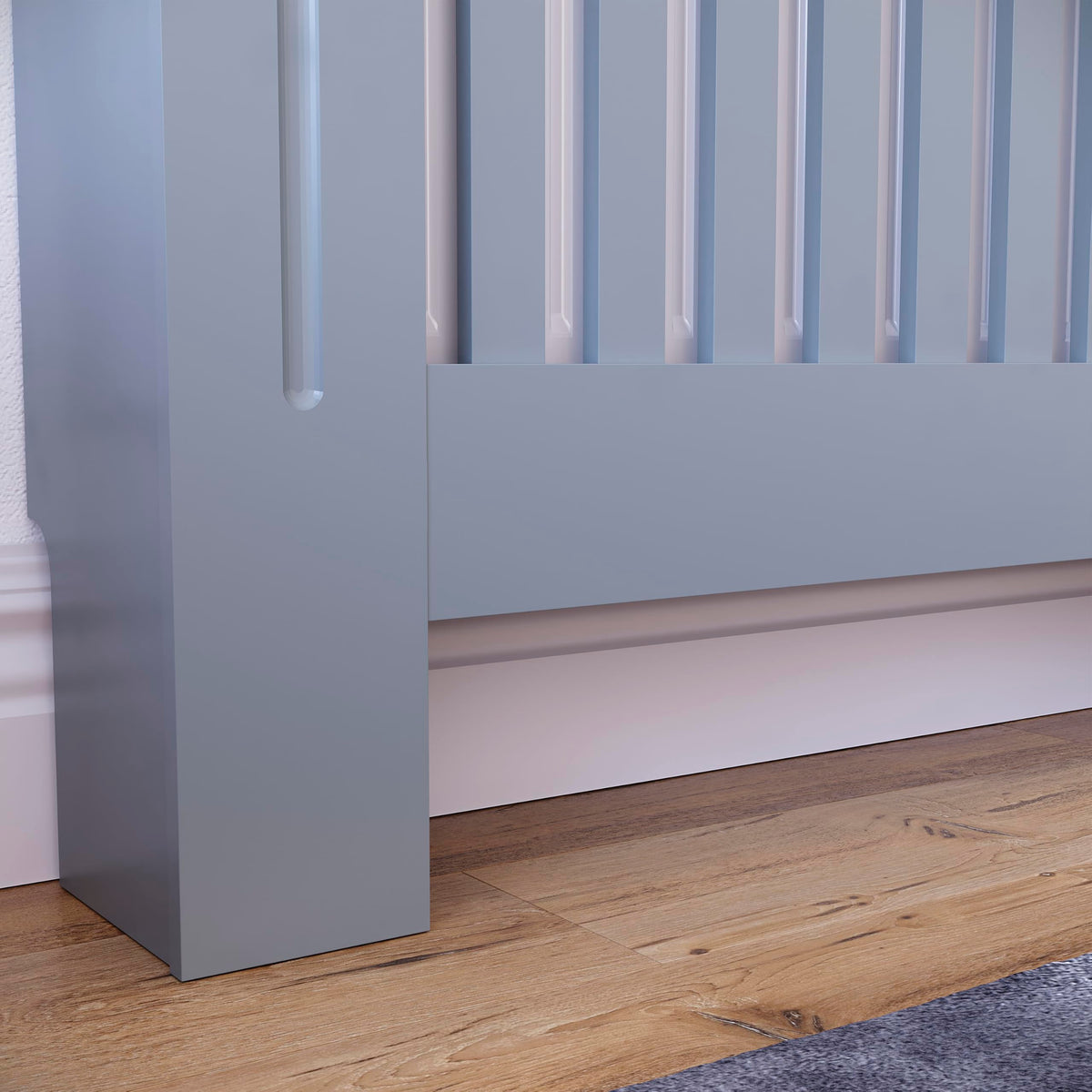 Vida Designs Chelsea Radiator Cover White - Medium - Modern Vertical Slat Design For Optimal Heat Circulation - H82xW111xD19cm - Painted MDF Cabinet Ideal For Living Room & Hallway