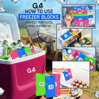 G4GADGET 16cm Freezer Blocks – Pack of 4 – Long-Lasting Reusable Ice Packs for Coolers, Picnic Bags, Travel & Outdoor Adventures – Ideal for Beach & Hiking Trips