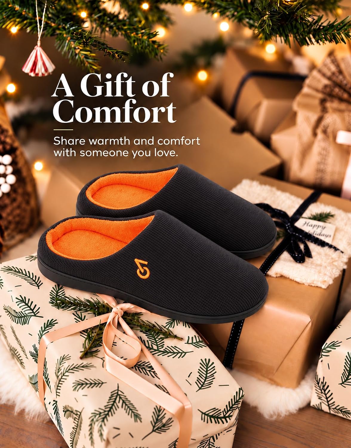 VeraCosy Men's Two-Tone Memory Foam Slippers