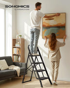 SONGMICS 3-Step Ladder, Folding Step Ladder, Safety, Holds up to 150KG