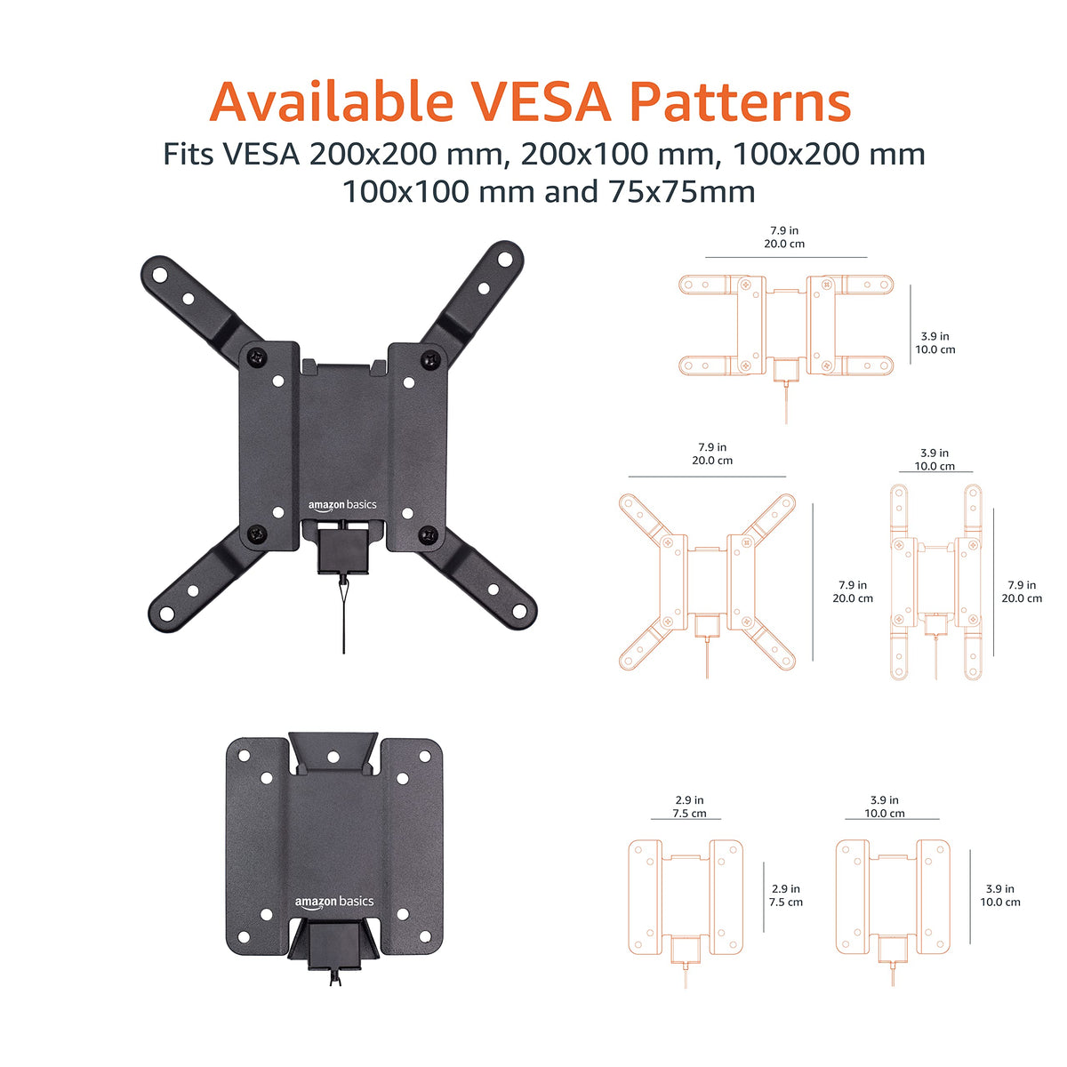 Amazon Basics Full Motion Articulating TV Wall Mount with Tilt Swivel, Extends 16 inches, VESA 200x200, for 12" to 40" TVs, 40 lbs, Black