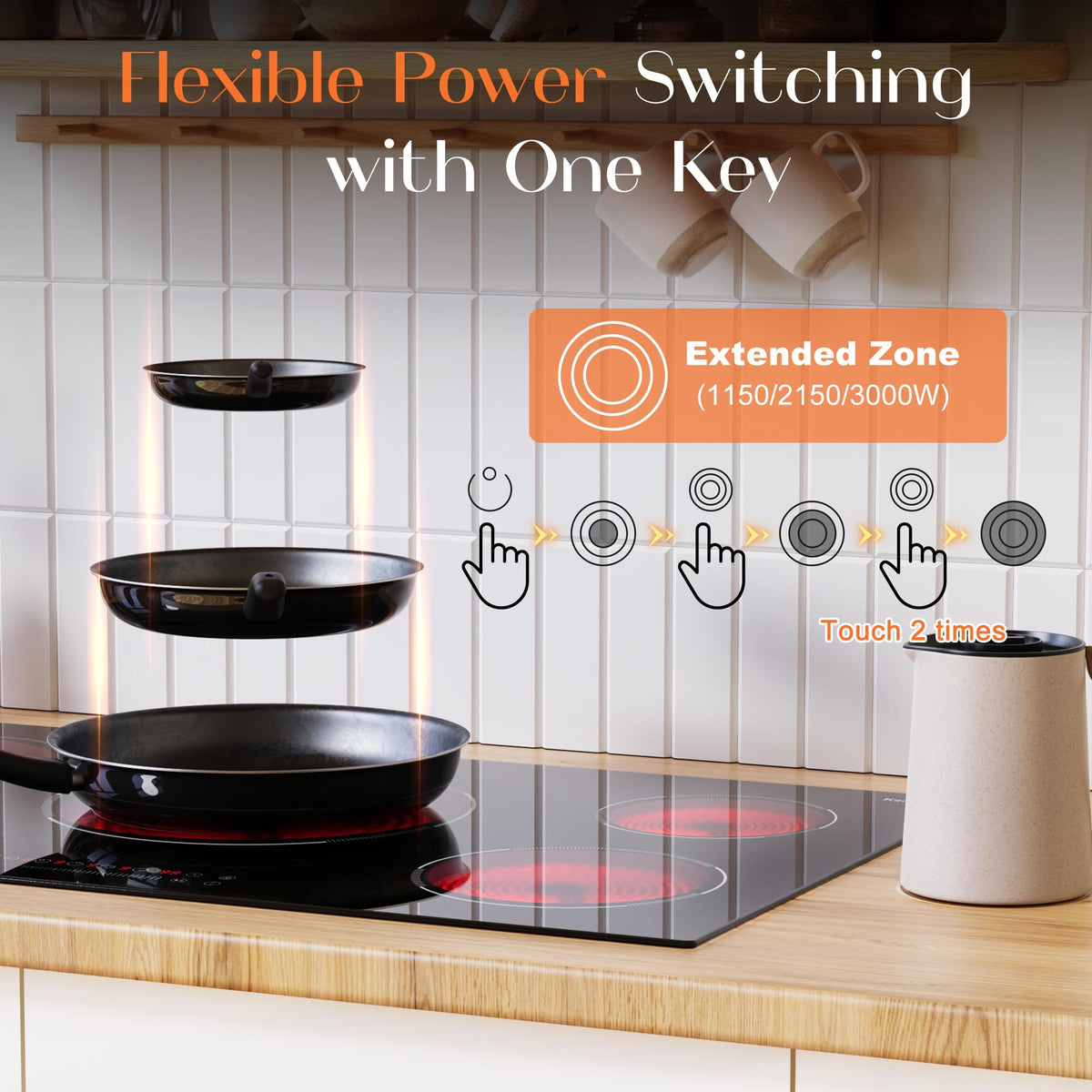 2 Burner Electric Cooktop 110V, 2000W, 24" Countertop & Built-in