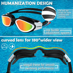 Winline Adult Swimming Goggles,Open Water Goggles Swimming Anti Fog UV Protection No Leakage Clear Vision Easy to Adjust for Adults Men Women Teenagers