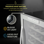 SCHMÉCKÉ 12 Bottle Compressor Wine Cooler Refrigerator w/Lock - Large Freestanding Wine Cellar For Red, White, Champagne or Sparkling Wine - 41f-64f Digital Temperature Control Fridge Stainless Steel
