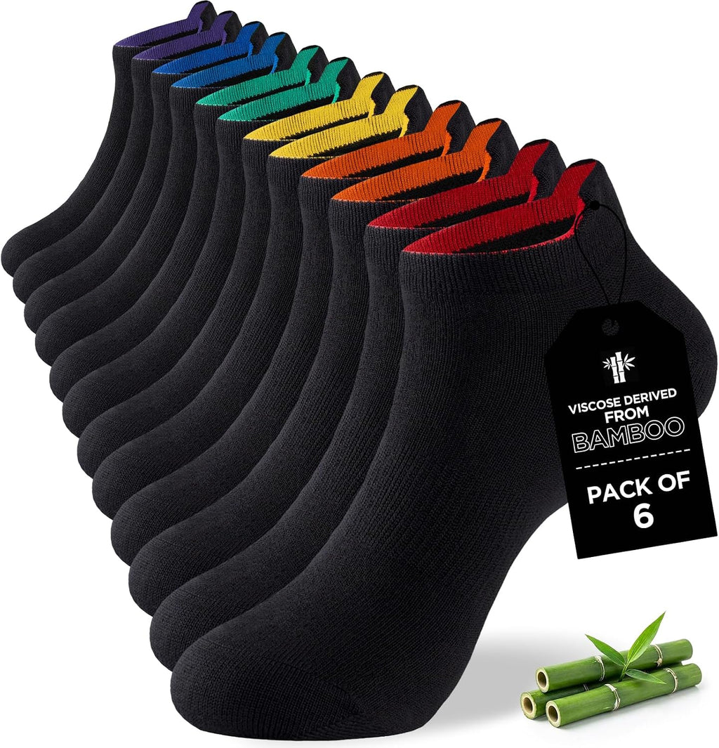 Niorasen Bamboo Trainer Socks for Men & Women, 6 Pairs, Low Cut