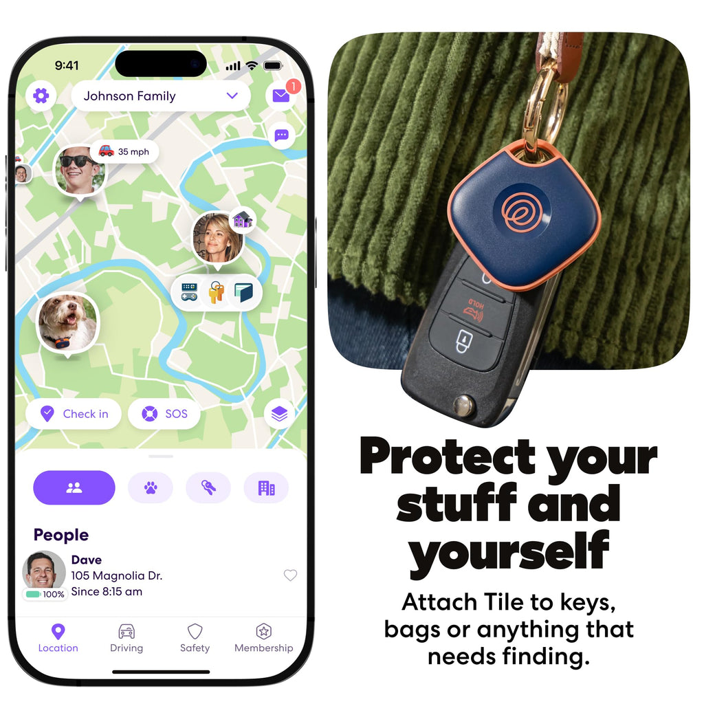 Life360 Tile - Bluetooth Tracker, Keys Finder and Item Locator for Keys, Bags and More. Phone Finder. Both iOS and Android Compatible. 1-Pack (Black)