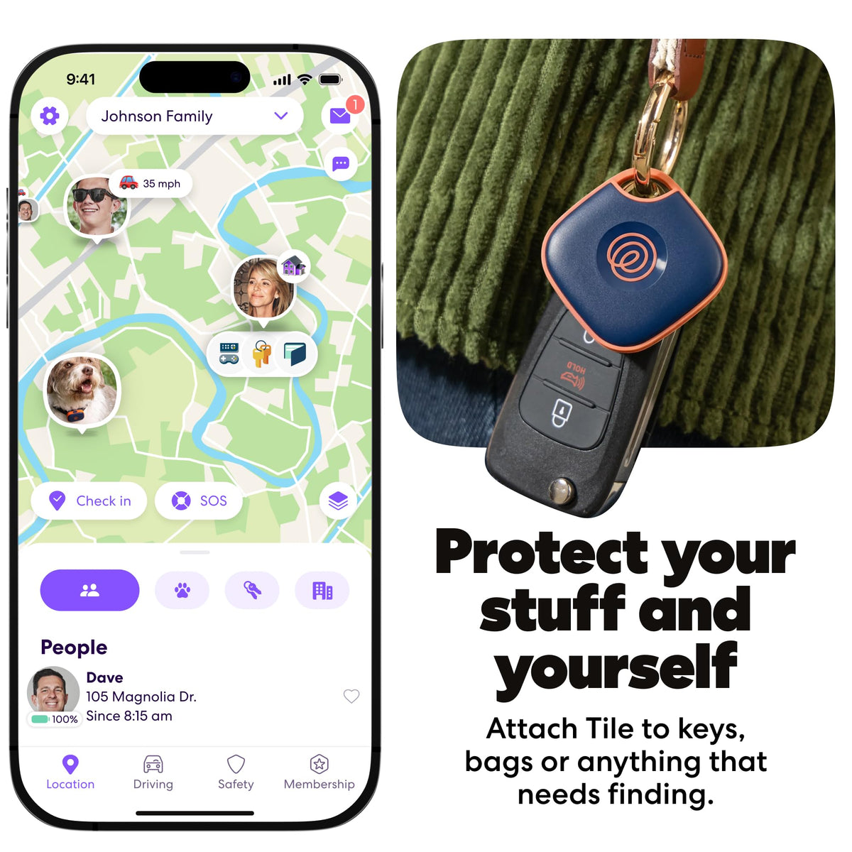 Life360 Tile - Bluetooth Tracker, Keys Finder and Item Locator for Keys, Bags and More. Phone Finder. Both iOS and Android Compatible. 1-Pack (Black)