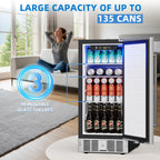 Antarctic Star 18L Mini Fridge Cooler 24Can, Beverage Refrigerator with Quiet Compressor, LED Light,Freestanding Small Fridge with Electronic Temperature Control for Home and Bar(40-61 ℉)