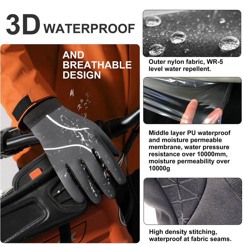 Origem Thermal Winter Gloves for Men Women, Water Resistant Cycling Gloves