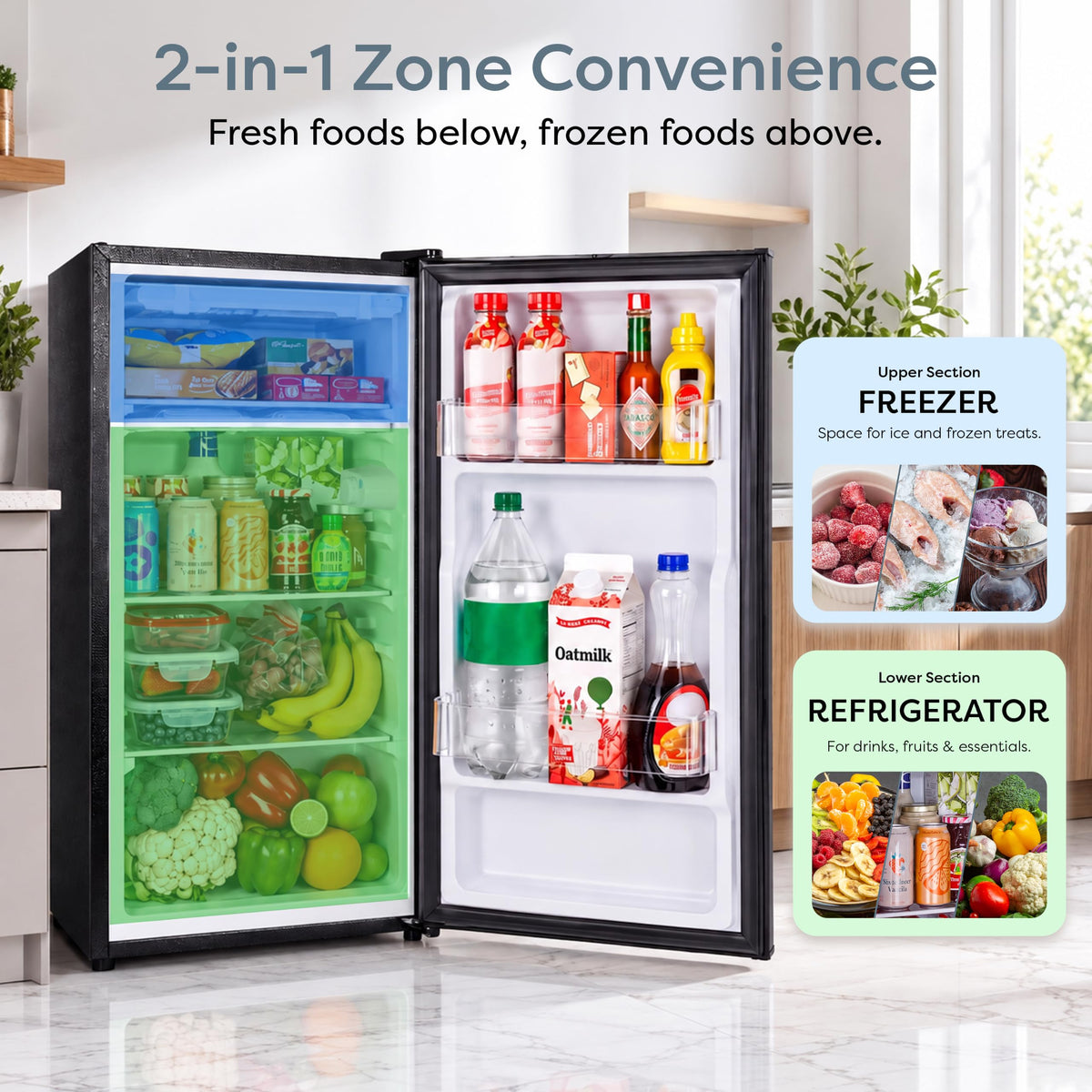 Igloo 2.6 Cu.Ft Mini Fridge with Freezer- Single Door Compact Refrigerator with Glass Shelves for Homes, Dorms & Offices- Keep Snacks, Drinks & Frozen Foods Cool with Temperature Control Fridge- White