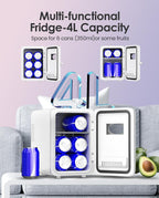 CUTIEWORLD Skincare Fridge - 4L Makeup Fridge for Refrigerating Makeup, Skincare and Food, Mini Fridge for Bedroom, Office and Car, Cooler and Warmer, Beverage Cooler, Leather Pink