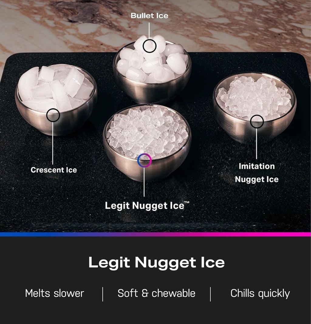 GE Profile Opal Ultra, Countertop Nugget Ice Maker, 1 Gal XL Side Tank, *Amazon Exclusive*, 38 lbs/Day, Pebble Pellet Crushed Ice Machine, WiFi Stainless Steel
