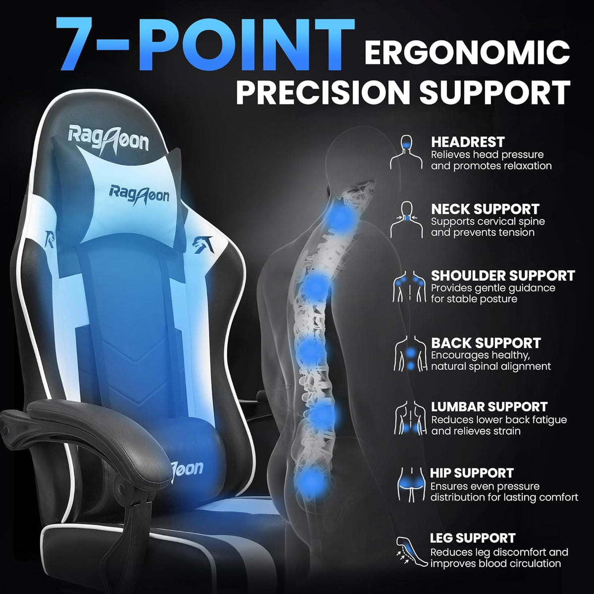Gaming Chair for Adults, Upgraded Ergonomic Gamer Chair, Arctic Black
