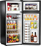 Manastin 4.5cf Mini Fridge for Dorm/Office Quiet 2-Door Adjustable