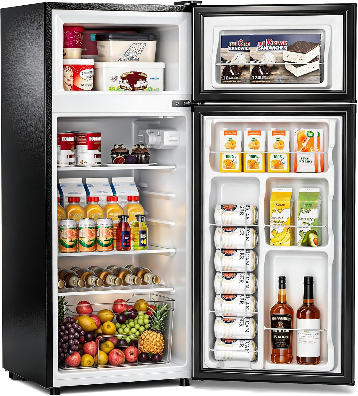 Manastin 4.5cf Mini Fridge for Dorm/Office Quiet 2-Door Adjustable