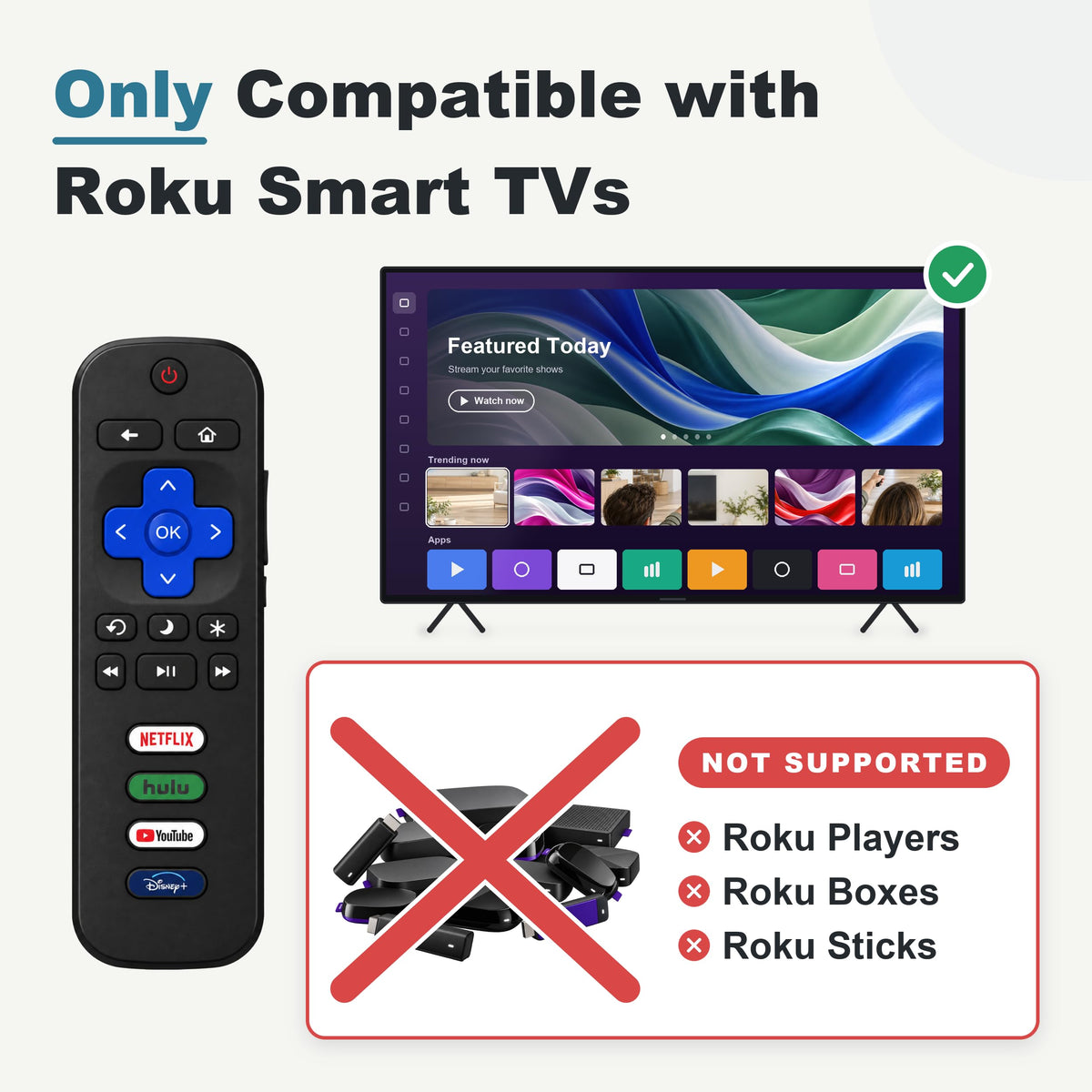 Replacement for Samsung TV Remote, for All 2019-2026 Samsung Remote Control for Smart TV with Voice Control. 2-Year Full Warranty.