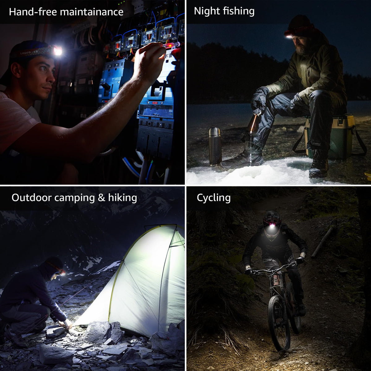 Lepro LED Head Torch 2 Pack with Red Light, Super Bright Headlamp 6 Modes