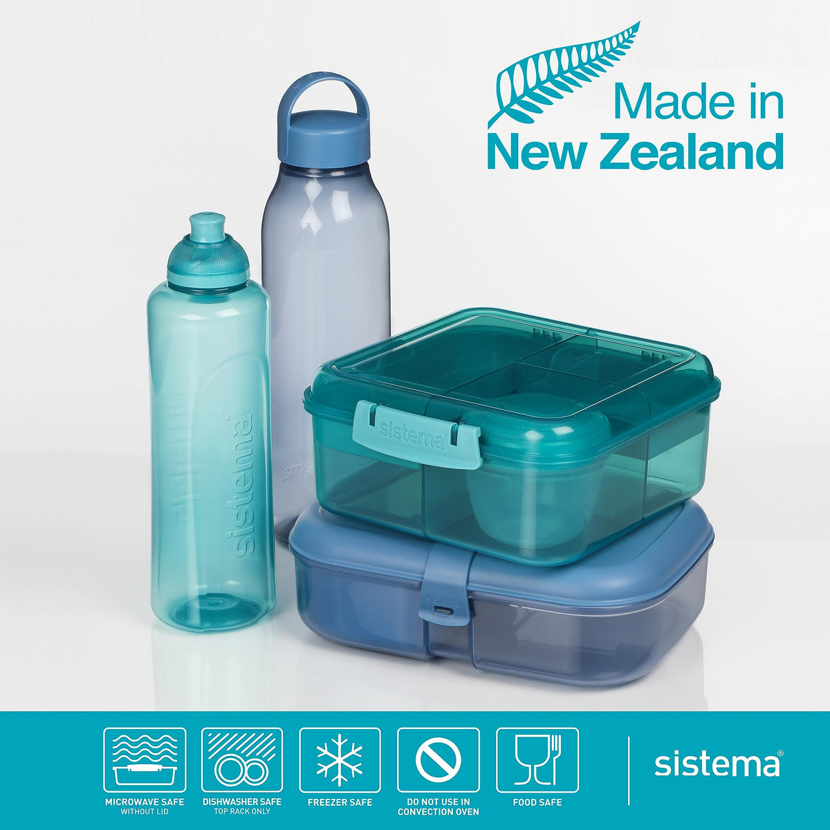 Sistema Squeeze Twist 'n' Sip Sports Water Bottles | 460 ml | Leakproof Kids Water Bottles | BPA-Free | Blue | 4 Count