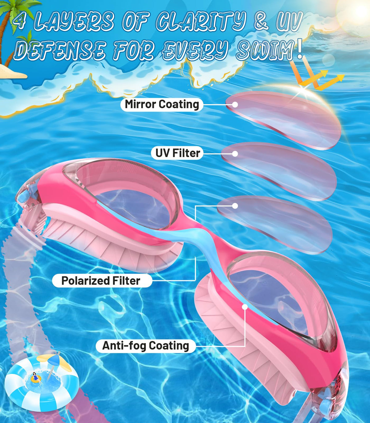 Kids Swimming Goggles for Boys & Girls Aged 6-14, Anti-Fog