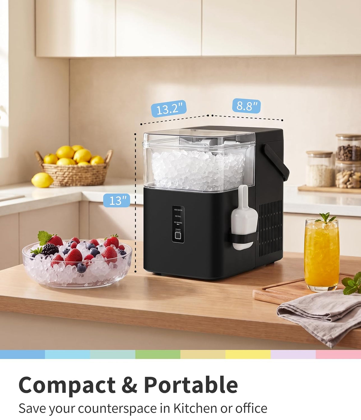 Comfee 33lbs Countertop Nugget Ice Maker, Self-Cleaning, with Ice Scoop