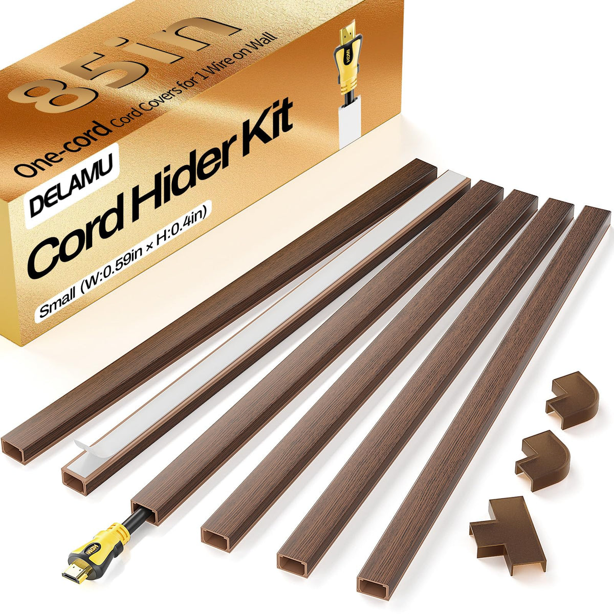 Delamu Beige Cord Hider, 85in Cord Covers for Wires on Wall, One-Cord Cable Hider, Wire Hiders Wire Covers for TV Cords on Wall, Easy Mount Cable Cover Management Kit, 6X L14.2 W0.59 H0.4in, Beige