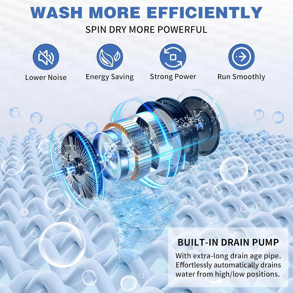 Winado 15.6LBS Full Automatic Portable Washing Machine with Drain Pump