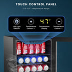 Electactic 48 Can Beverage Refrigerator,12 Bottle Wine Cooler with Seamless Stainless Steel & Glass Door, Digital Temperature Display, Countertop Mini Fridge for Soda, Wine or Beer, Silver