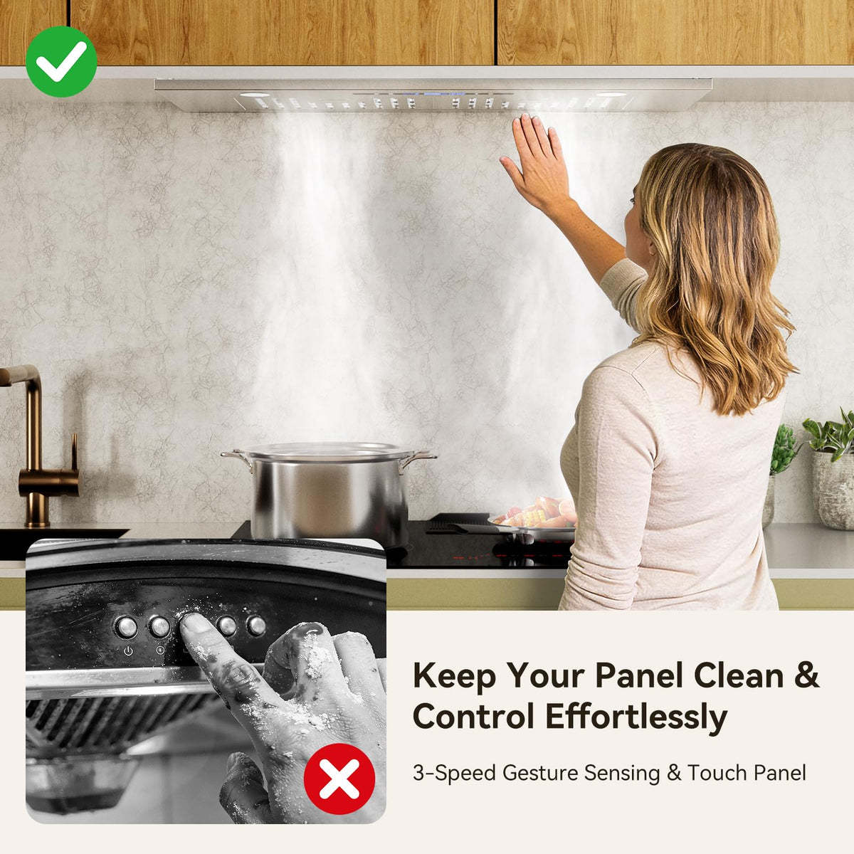 Hermitlux 30″ Built in/Insert Range Hood, 600 CFM Stainless Steel Vent Hood