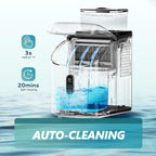 EUHOMY Countertop Ice Maker Machine with Handle, 26.4lbs Per Day, 9 Ice Cubes Ready in 6 Mins, Auto-Cleaning Portable Ice Maker with Basket and Scoop, for Home/Kitchen/Camping/RV (Black)