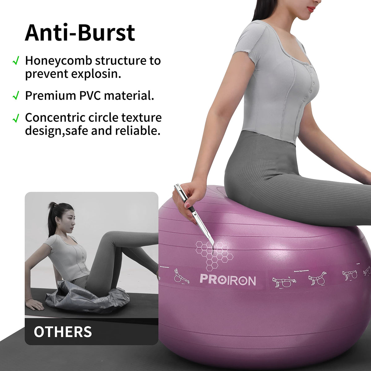 PROIRON Extra Thick Exercise Pregnancy Ball 55cm 65cm 75cm