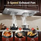 Range Hood Insert 30 inch,Stainless Steel Kitchen Vent Hood 600CFM,Built-in Kitchen Stove Hood w/Front Button Controls and Front LED Lights,Baffle Filters,Ducted/ductless Convertible Duct