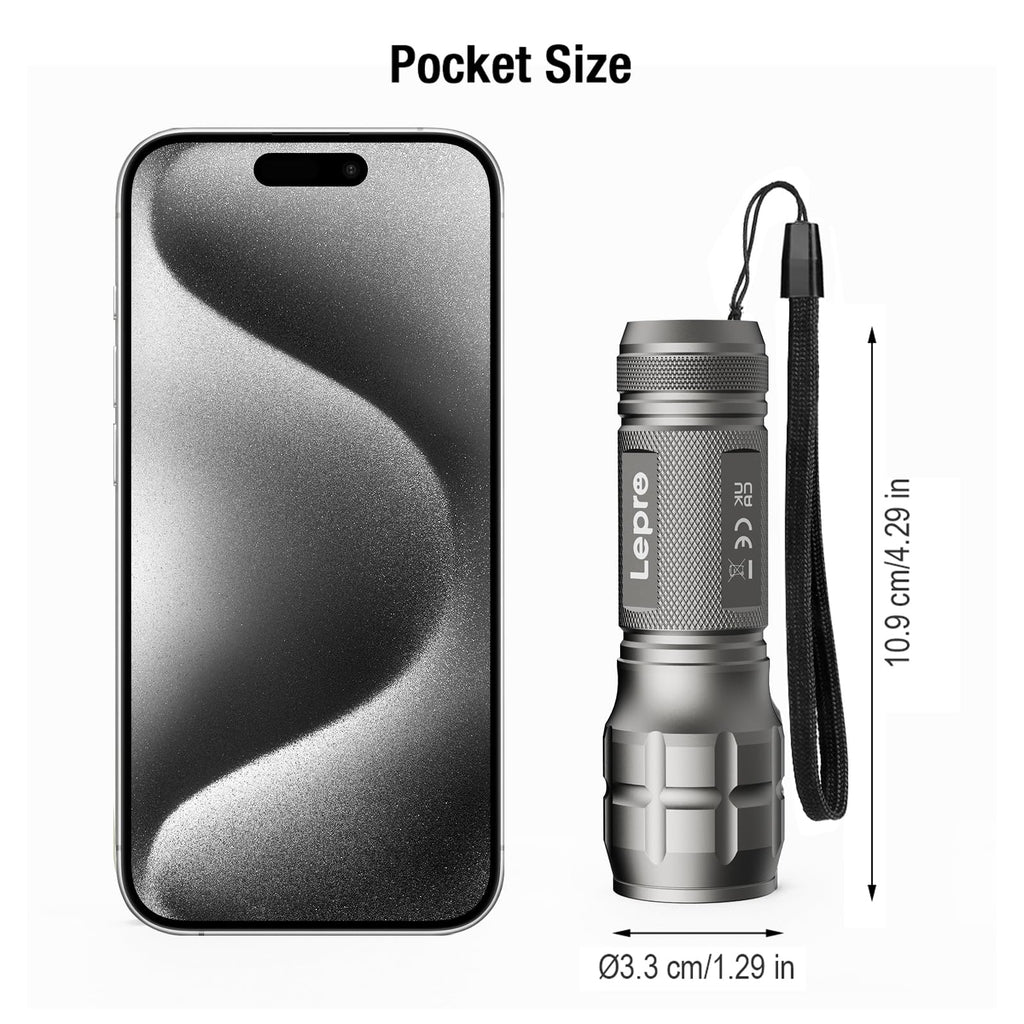 LE LED Torch, LE1000 Powerful Handheld Flashlight, Adjustable Focus, 4 PCs