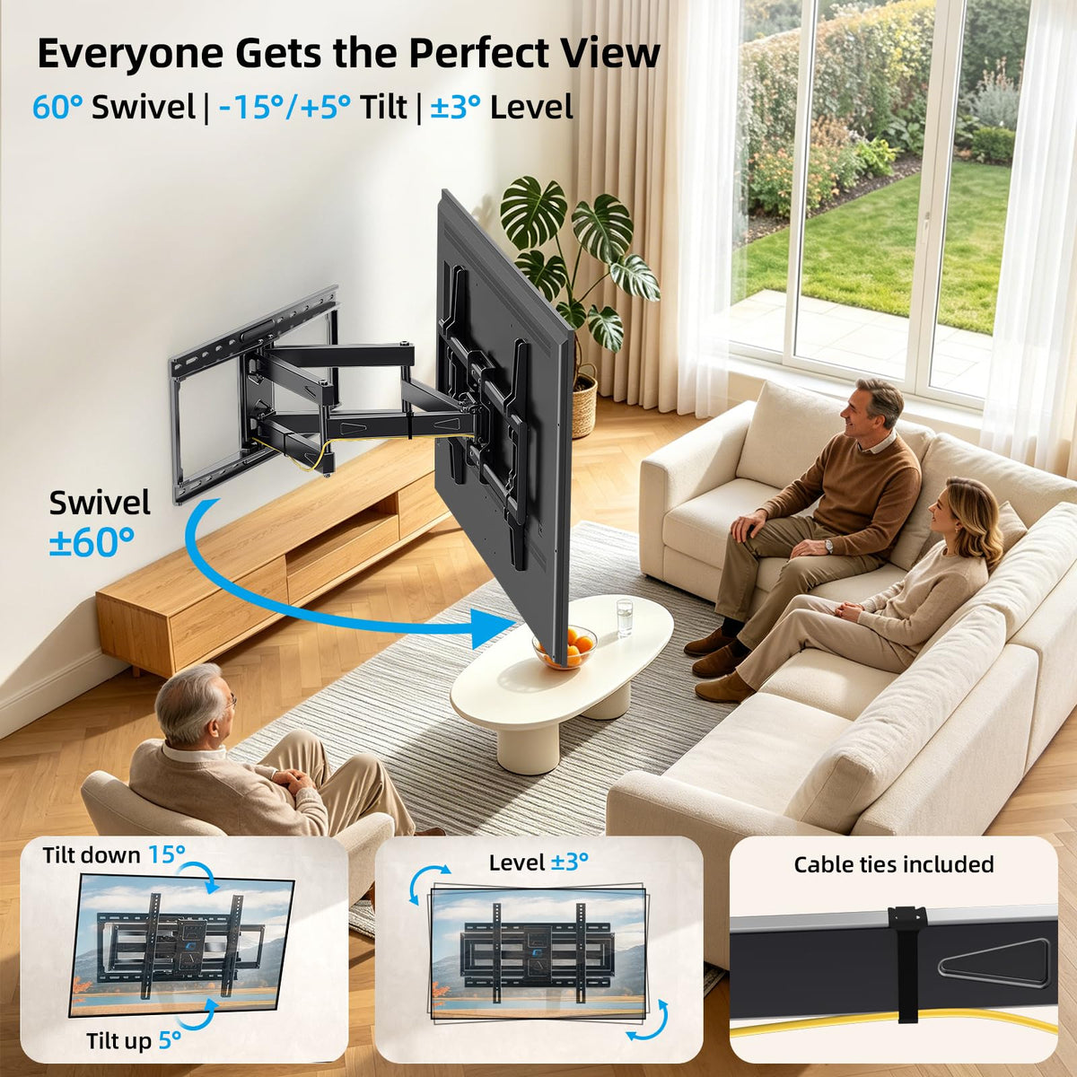 HOME VISION Heavy Duty Tilt TV Wall Mount for 32-86 Inch Flat/Curved Screen