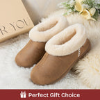 EverFoams Women's Suede Bootie Slippers Fuzzy Plush Collar Memory Foam