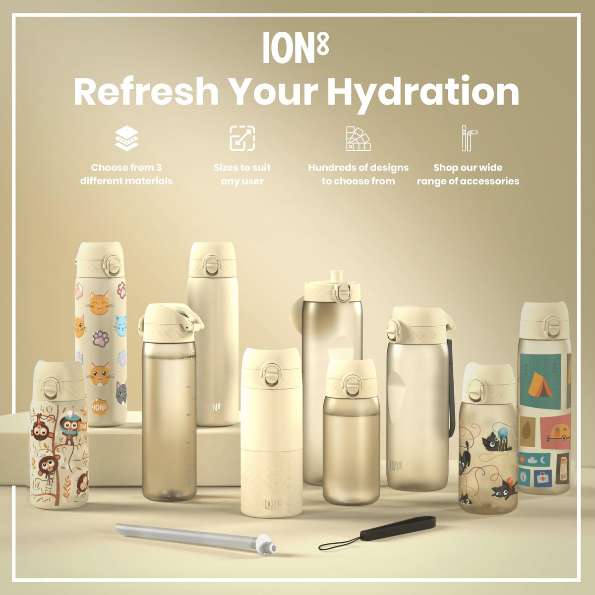 ION8 Leak Proof Water Bottle, 500ml (18oz), Fighter Jets