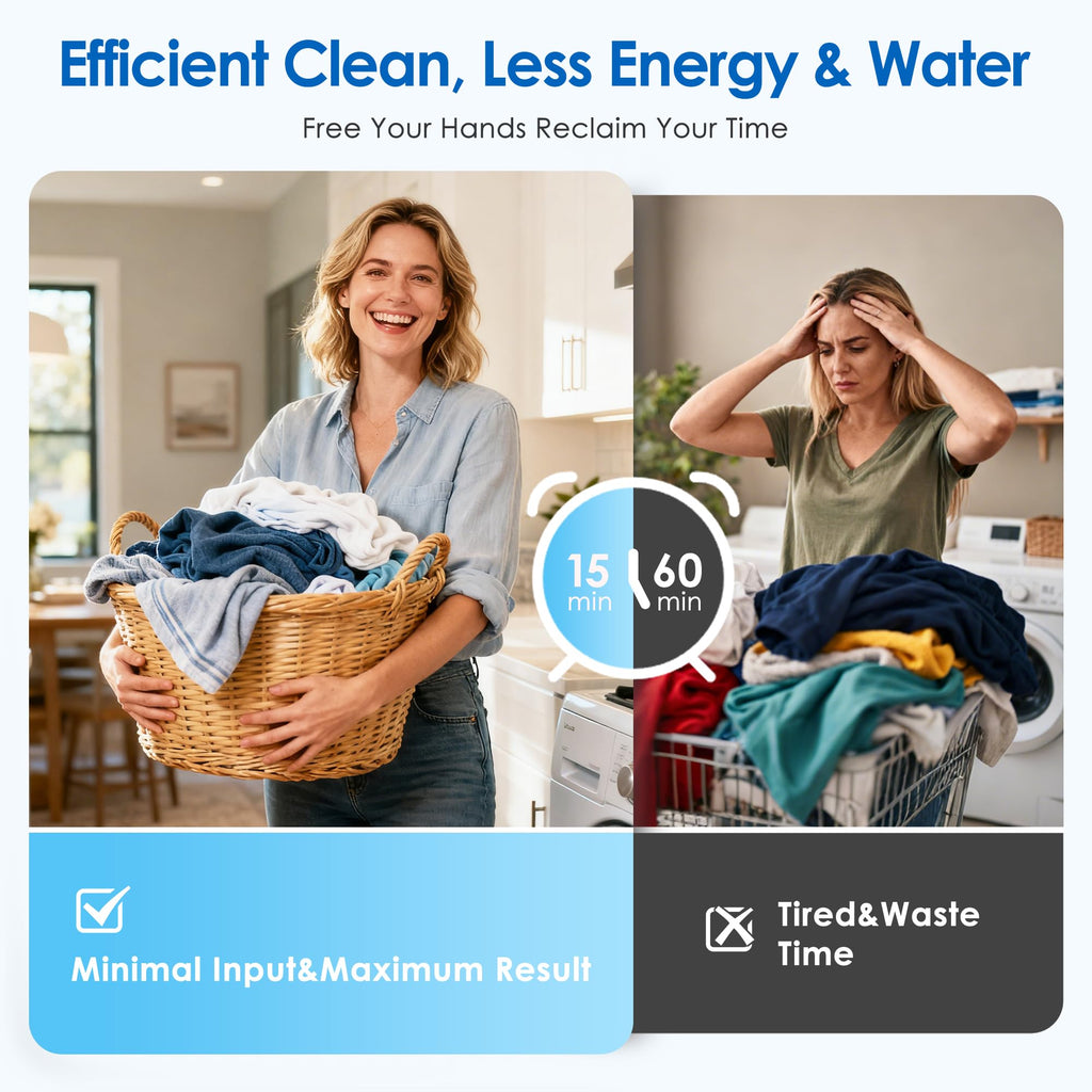 INTERGREAT Portable Washer and Dryer, 25lbs Mini Small Washing Machine Combo with Spin Dryer, Compact Twin Tub Laundry Washer Machine for Apartments, Dorm, Rv, Camping, Blue