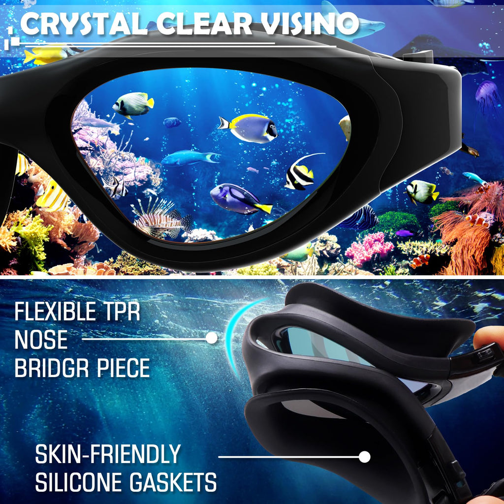 Winline Adult Swimming Goggles,Open Water Goggles Swimming Anti Fog UV Protection No Leakage Clear Vision Easy to Adjust for Adults Men Women Teenagers