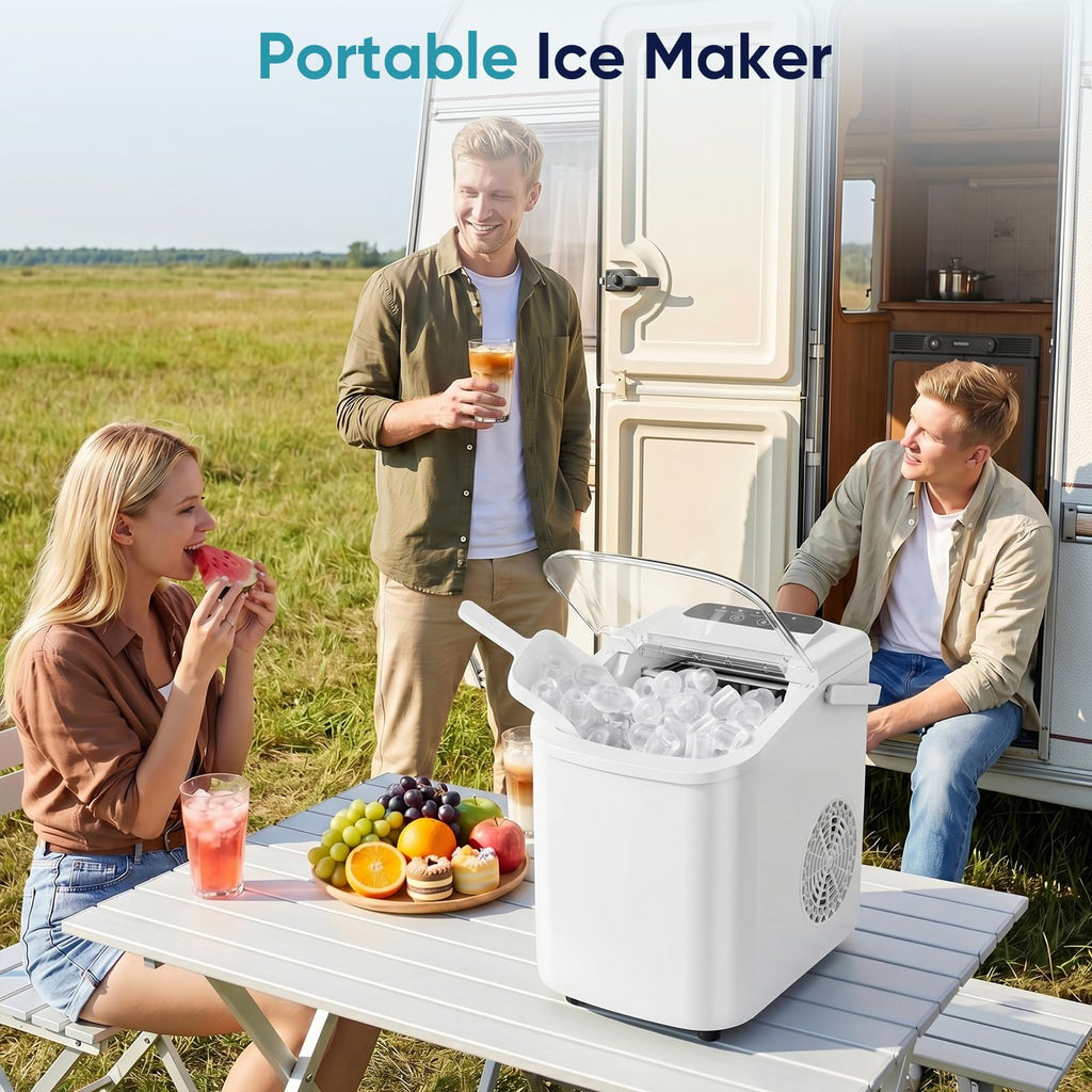 DUMOS Ice Makers Countertop Ice Machine with Portable Handle Compact Size