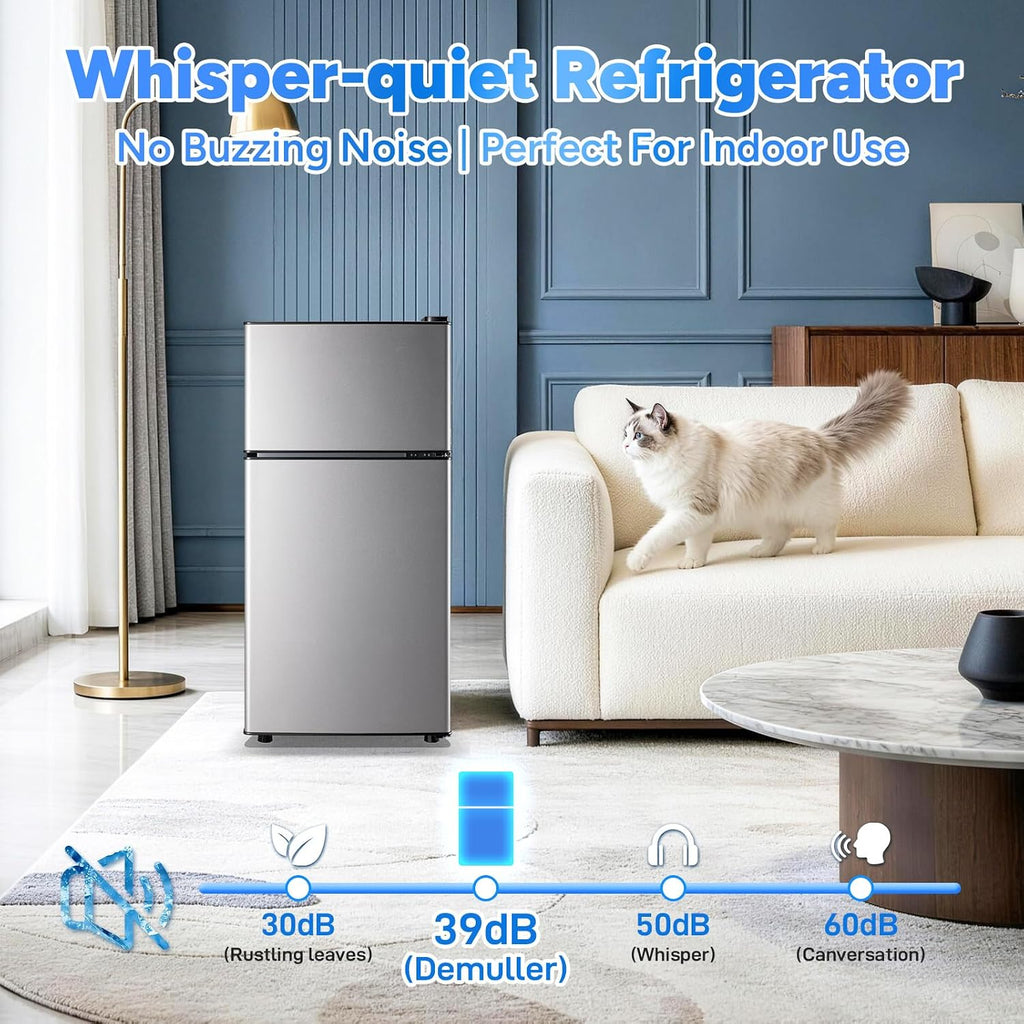 DEMULLER 2.4 Cu.Ft Small Refrigerator with Freezer Mini Fridge Removable Plastic Shelves Ideal for Apartment, Dormitory, Baby Pink