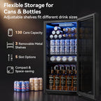 2.5 Cu.Ft Beverage Fridge, Glass Door Mini Fridge, Silver, 96 Can
