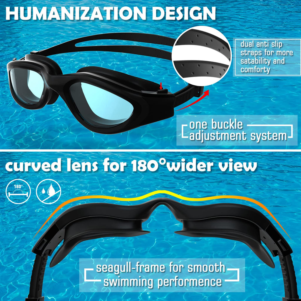 Winline Adult Swimming Goggles,Open Water Goggles Swimming Anti Fog UV Protection No Leakage Clear Vision Easy to Adjust for Adults Men Women Teenagers